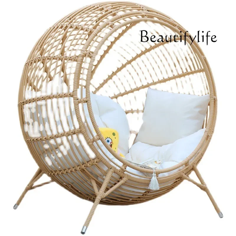 Lazy Rattan Chair round Outdoor Rattan Bed Creative Bed Balcony Courtyard Creative Bird Cage Bed