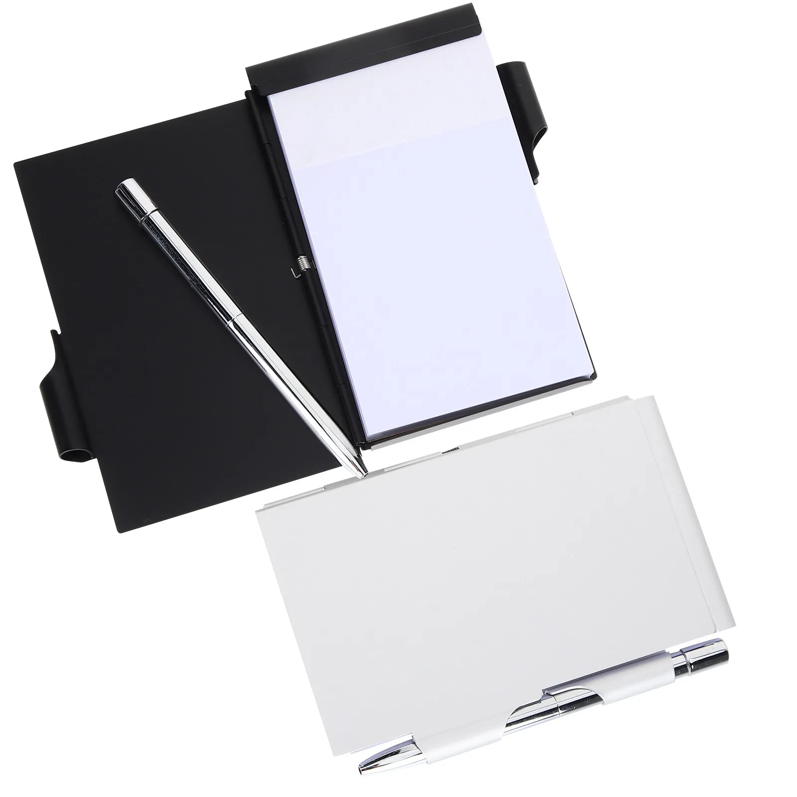 2Pcs Premium Metal Pocket Notepad with Pen Portable Refillable Memo Book for Office School Travel Journaling Note Taking Ideas