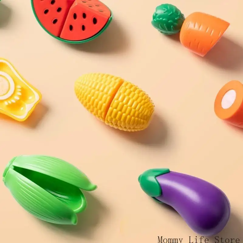 

10pcs Pretend Play Cutting Fruit Vegetable Kitchen Toy for Toddler Fine Motor Skill Educational Activity Toy