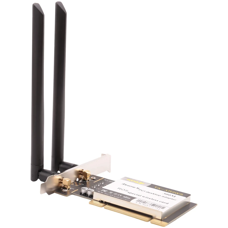 WTXUP Atheros AR9223 PCI 300M 802.11B/G/N Wireless Wifi Network Adapter For Desktop PC,PCI Wireless Card With 2 Antenna