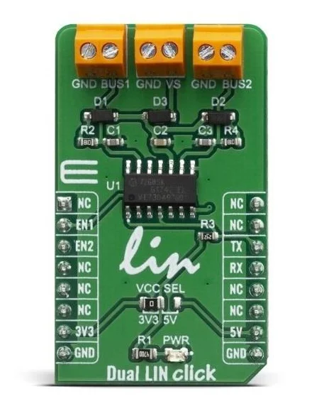 

MIKROE-3870 TLE7268SKXUMA1 mikрой Dual LIN Click