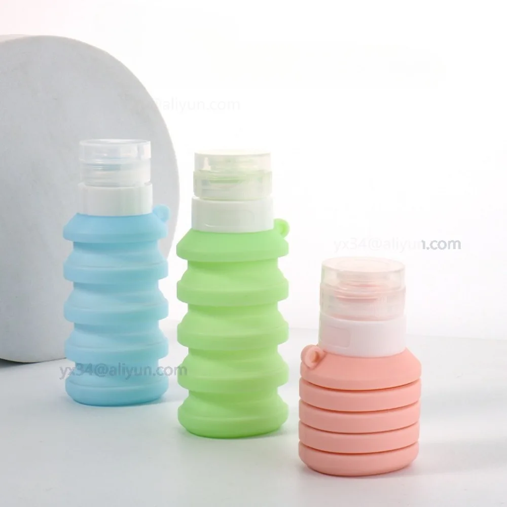 

1pc Silicone Folding Refillable Bottles Travel Portable Silicone Lotion Bottle with Hanging Hole Scalable Sample Empty Bottle