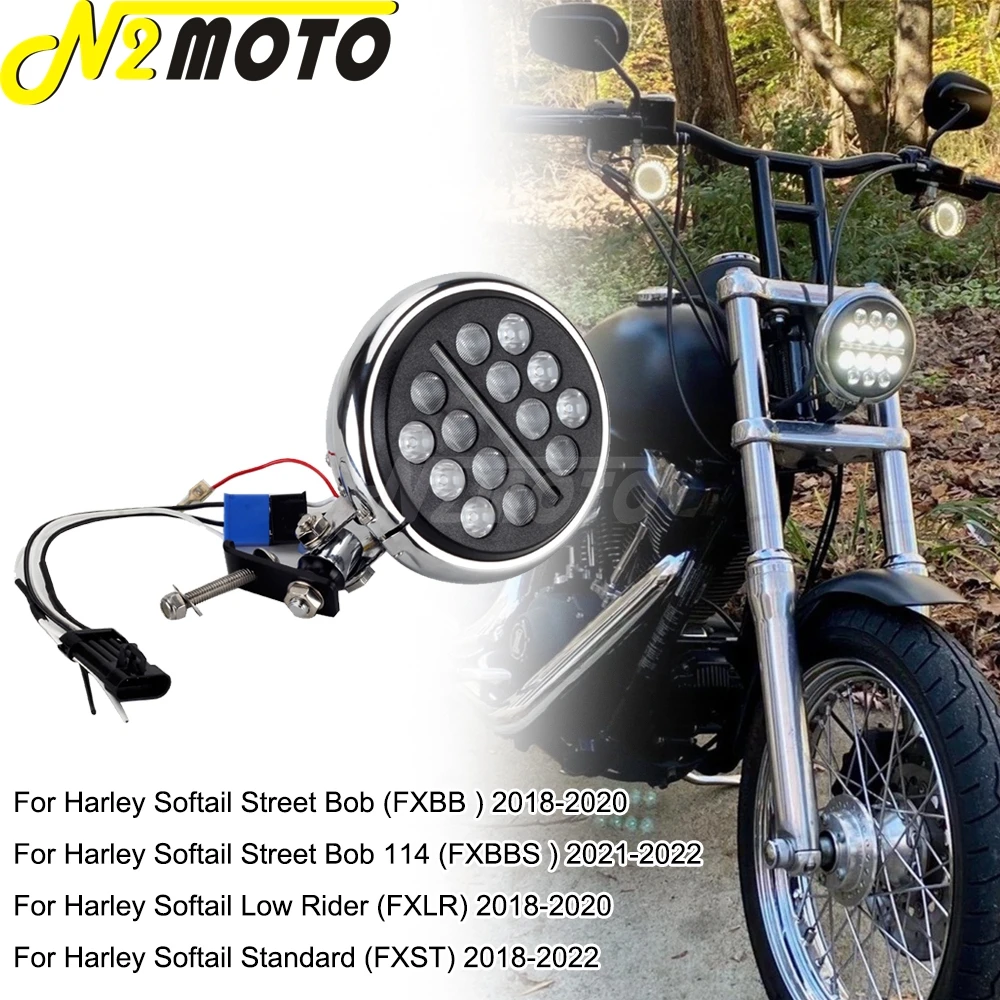 

5.75 inch LED Headlight 12-30V Headlamp Hi/Lo Beam For Harley Softail Street Bob FXBB FXBBS Low Rider FXLR FXST 2018-22