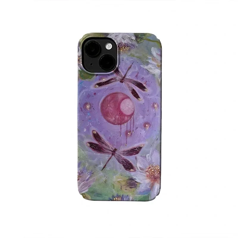 

Ins Korean Purple Moon Dragonfly Case for IPHONE 17 16 ProMax 15 14 Plus 13 12 MINI 11 PRO 16Plus XR XS MAX Acrylic Phone Cover