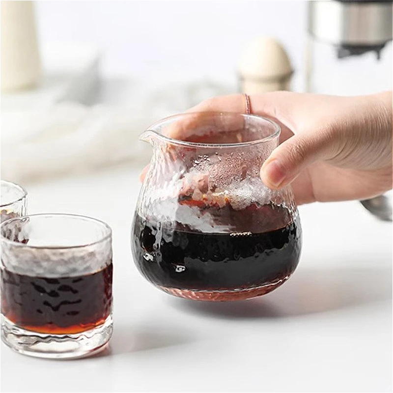 

2pcs Sets Coffee Servers Hammer Patterned Glass Pot Coffee Sharing Pot 233ml Chinese Style Tea Cup Classic Fair Mug Drinkware