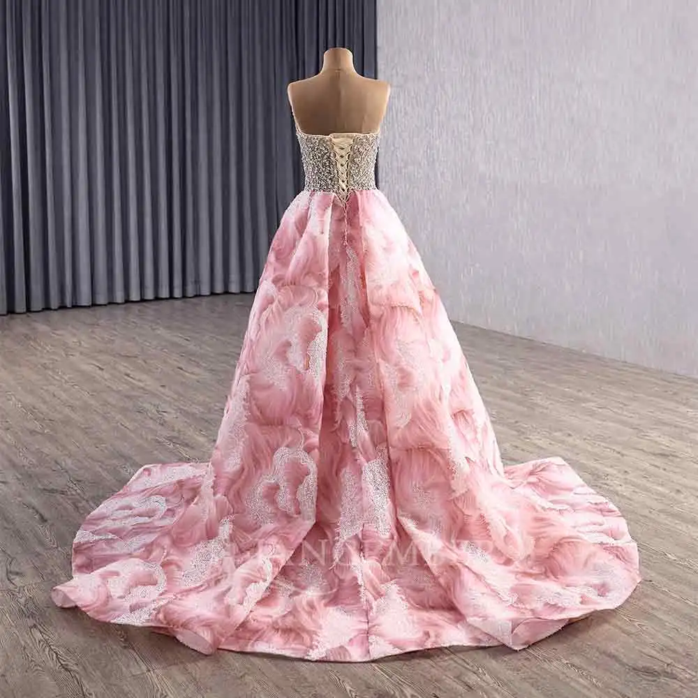 Glittering Pink Quinceanera Dresses Side Split Detachable Train Crystals Birthday Party Princess vestidos de 15 quinceañera