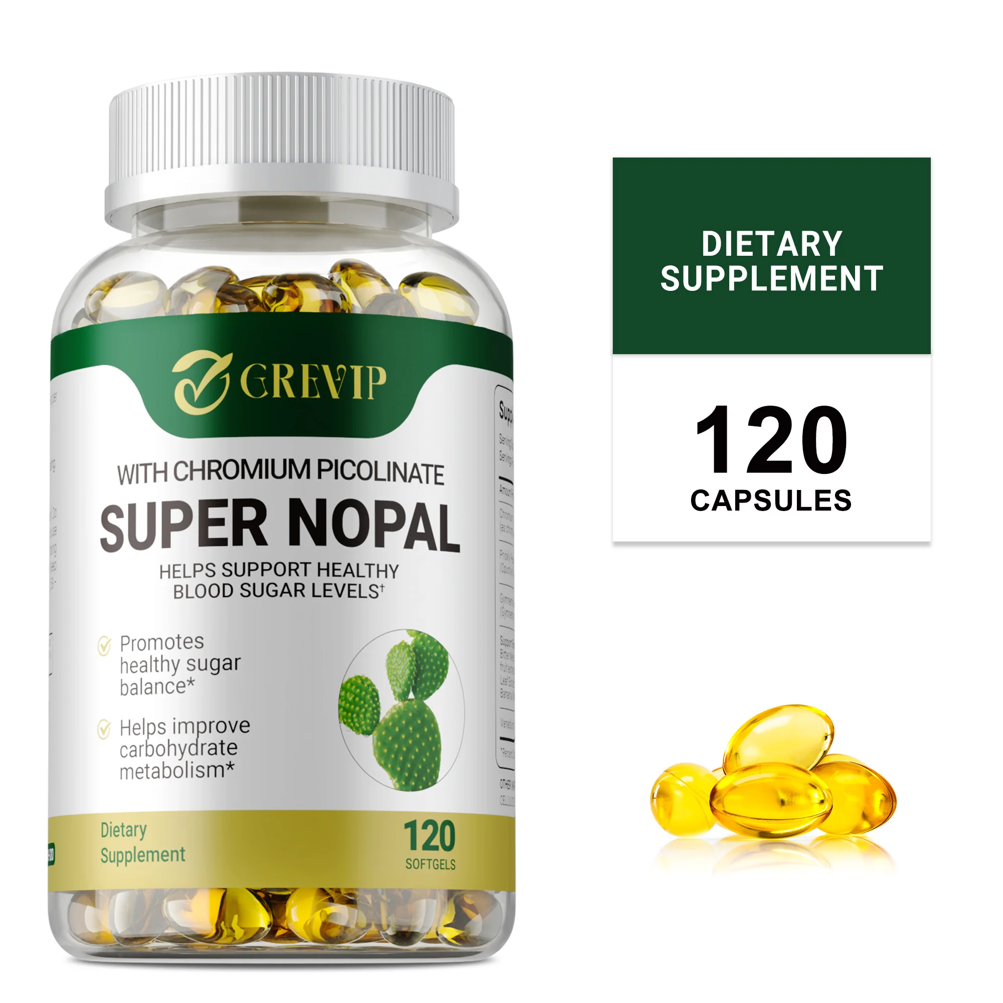 

Super Nopal (Cactus) Supplement - Antioxidant, Reduces Wrinkles, Skin Care, Relieves Bloating, Promotes Digestion Health