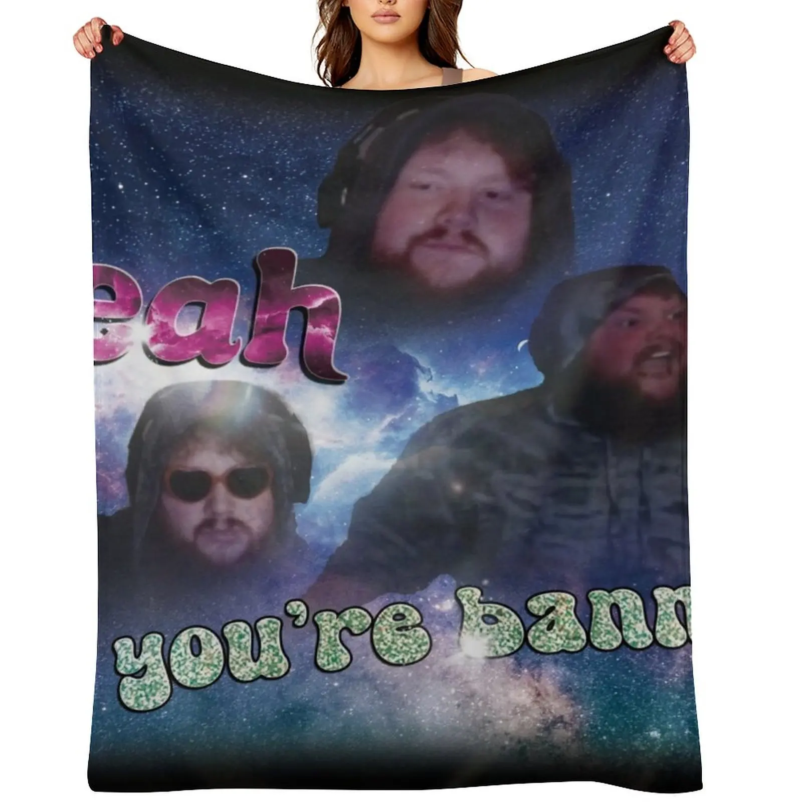 

Caseoh banned me and all I got was this shirt Throw Blanket heavy to sleep Blankets For Bed Winter beds Shaggy Blankets