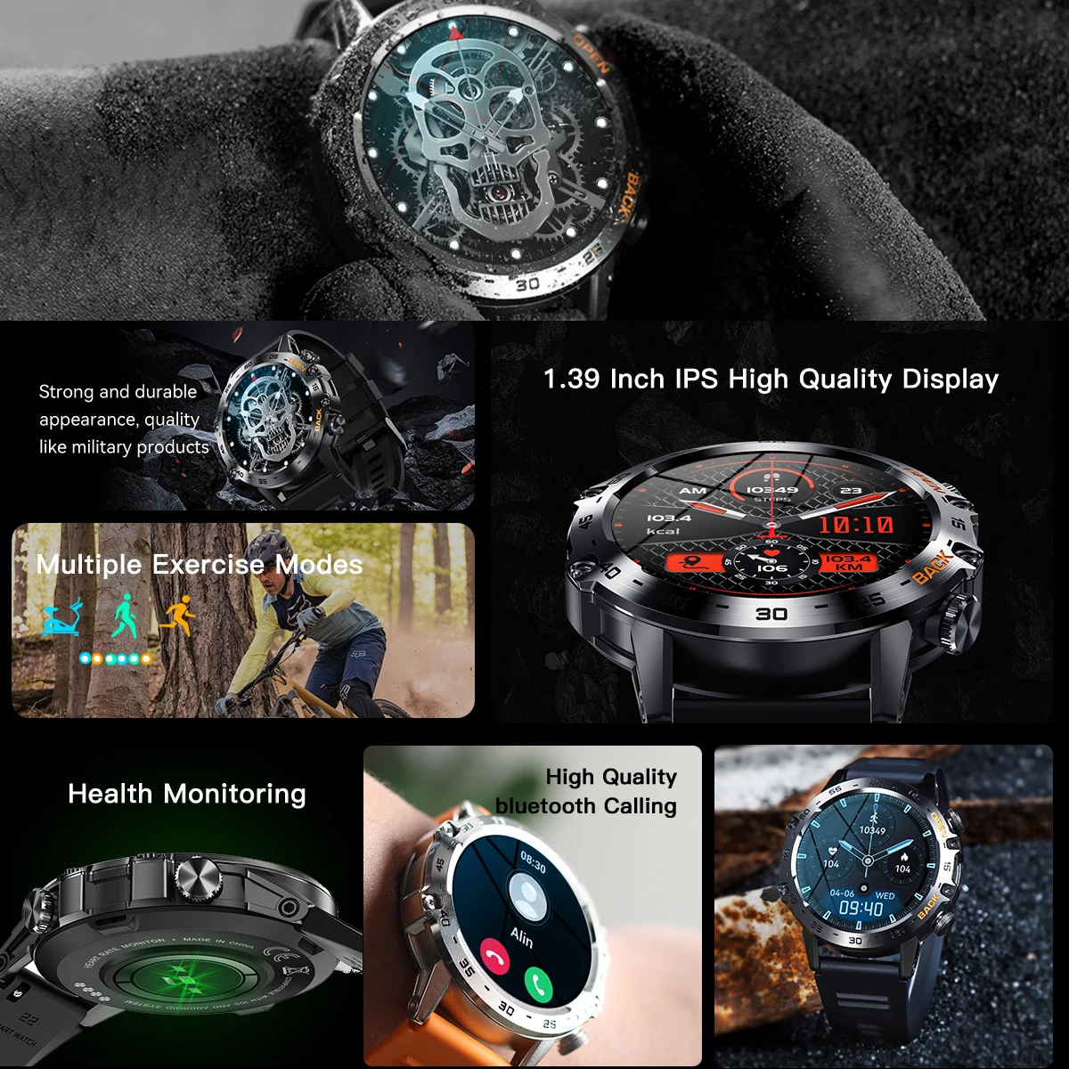 New Bluetooth Call Ultra Long Standby Smart Watch Heart Rate Blood Oxygen Outdoor Three Defense Sports Smart Watch Men's Watch