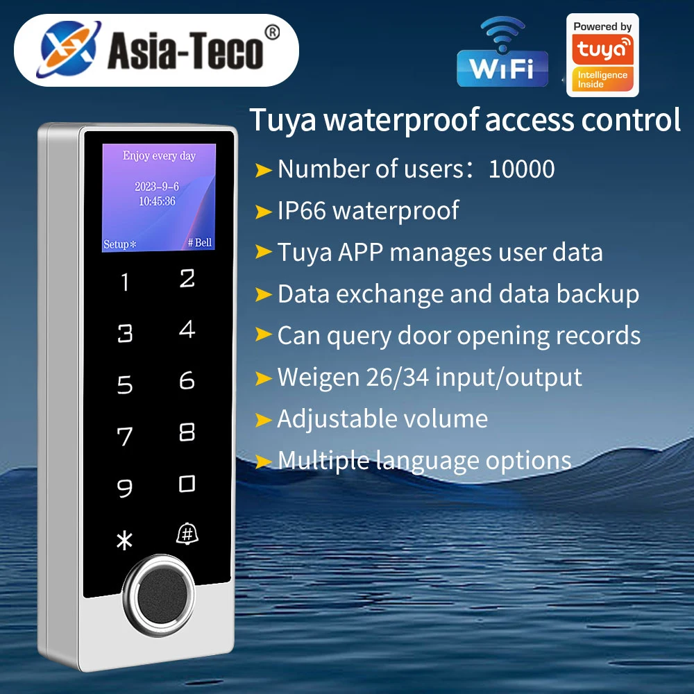 Multi functional fingerprint access control with LCD screen IP66 waterproof zinc alloy keyboard Wifiwork with tuya app