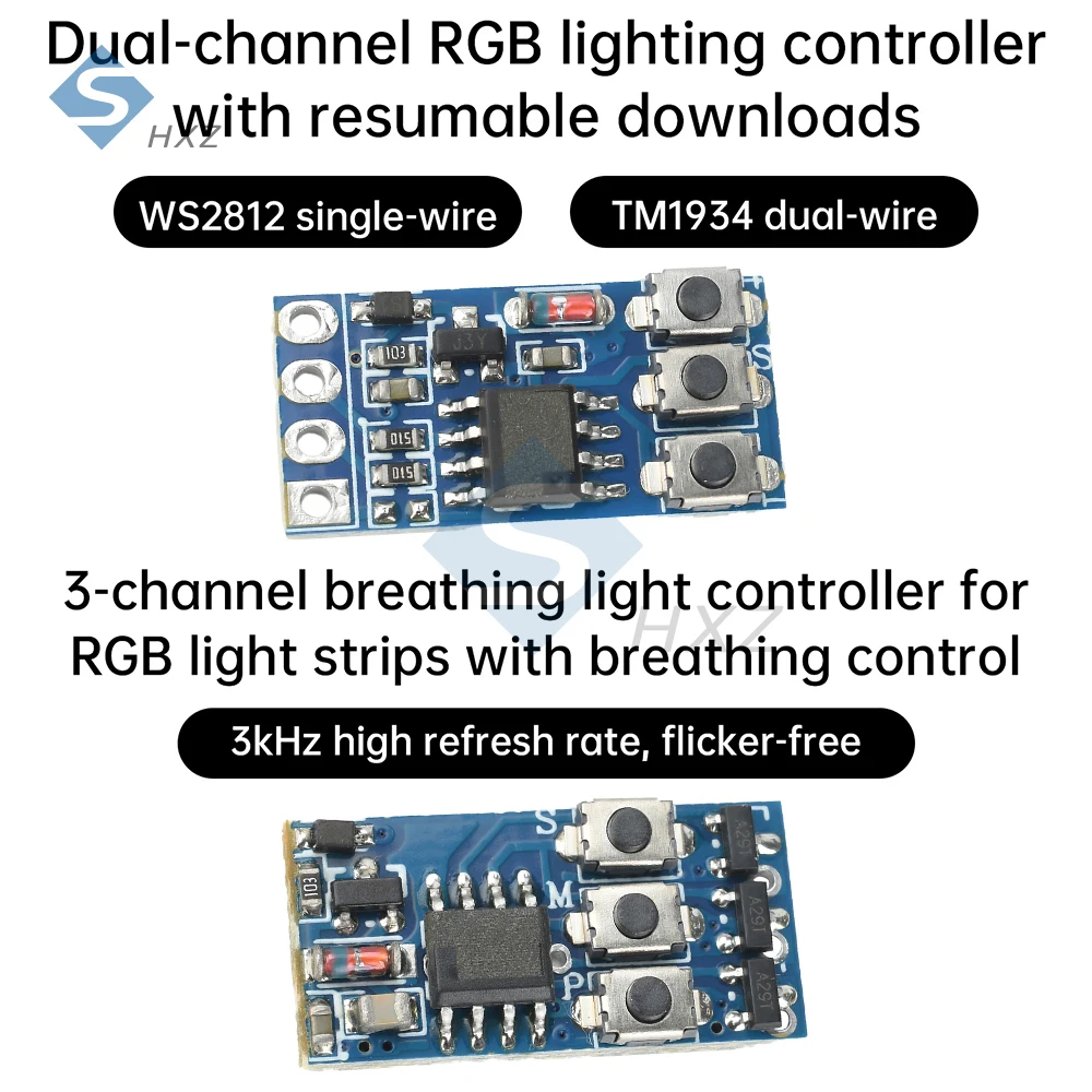 Controlador de luz DC 5-24V 900-LED WS2812 controlador de brillo de Color/3A controlador de luz RGB modo de respiración para tira LED Arduino