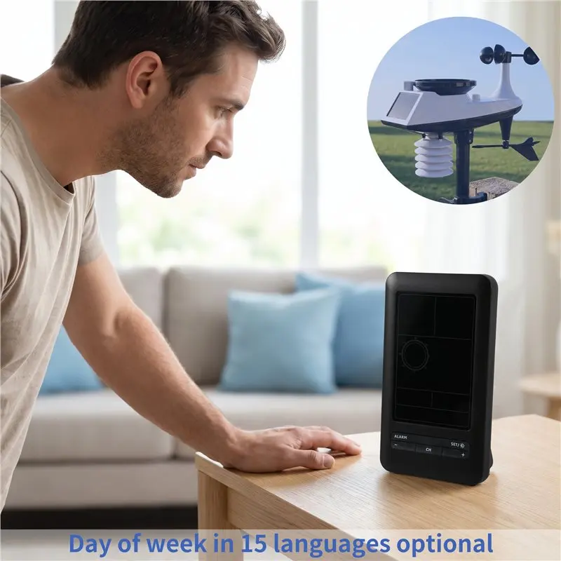 A93E-Tuya Weather Station Alarm Wifi Digital Wind Speed Direction Rainfall Light Index Air Quality Temperature Humidity Meter