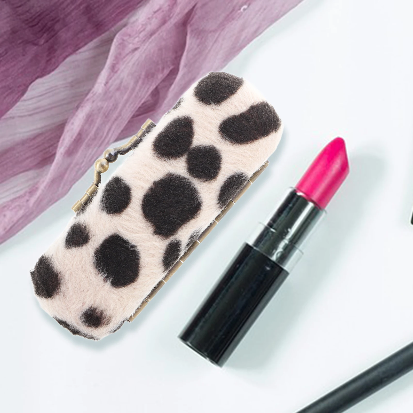 

Lipstick Storage Box Case with Mirror for Purse Gloss Organizer Flannel Holder Travel
