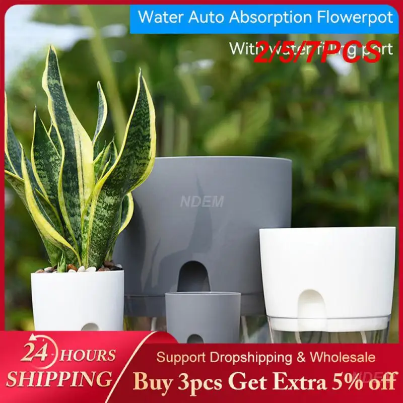 2/5/7PCS Self Watering Planter Creative Office Azy Self-watering Flowerpot