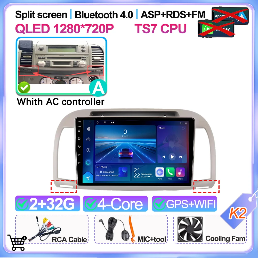 9 inch Android 16 autoradio multimediaspeler GPS voor Nissan March Micra K12 2002 2003 2004 2005 2006 2007 2008 2009 2010