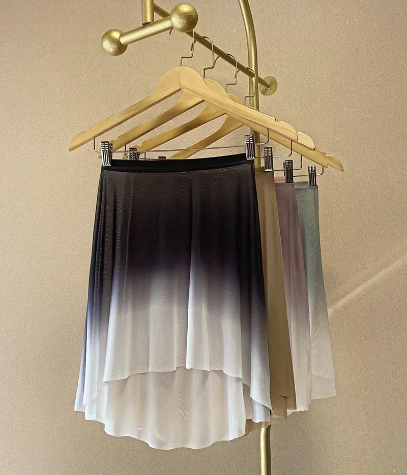 Spódnica do tańca baletowego damska wysokiej jakości miękka siateczka z nadrukiem trykot sukienka dziewczęca praktyka taneczna długa spódnica