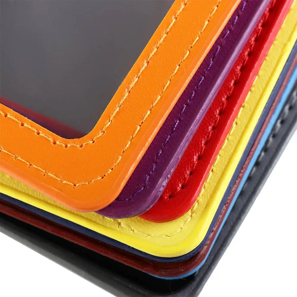 

PU Leather ID Badge Case Double-Sided Work Identity Business Card Holder Employee Card Transparent Name Card Cover Students