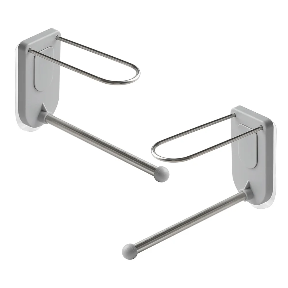 2Pcs Stainless Steel Hanger Rack Rustproof No Punch Wall Mount Clip Organizer Shelf Space Saving for Home Dorm Use