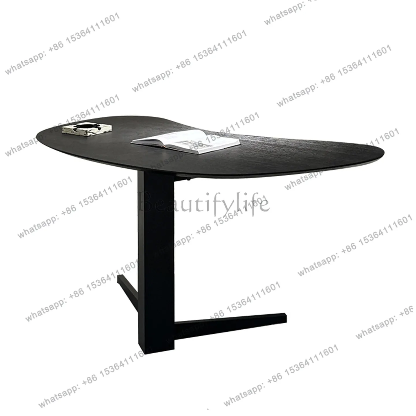 

Designer Nakajima Tai Italian minimalist solid wood model room Reception desk Smoked wood office desk