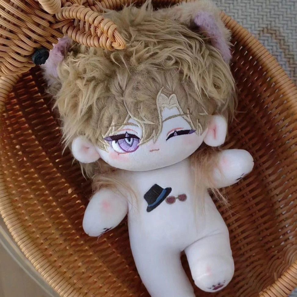 Anime Honkai: Star Rail Aventurine Cosplay Cartoon Fluffy Cotton Puppet Doll 20cm Maumet Naked Baby Have Ears Bauble Xmas Gift