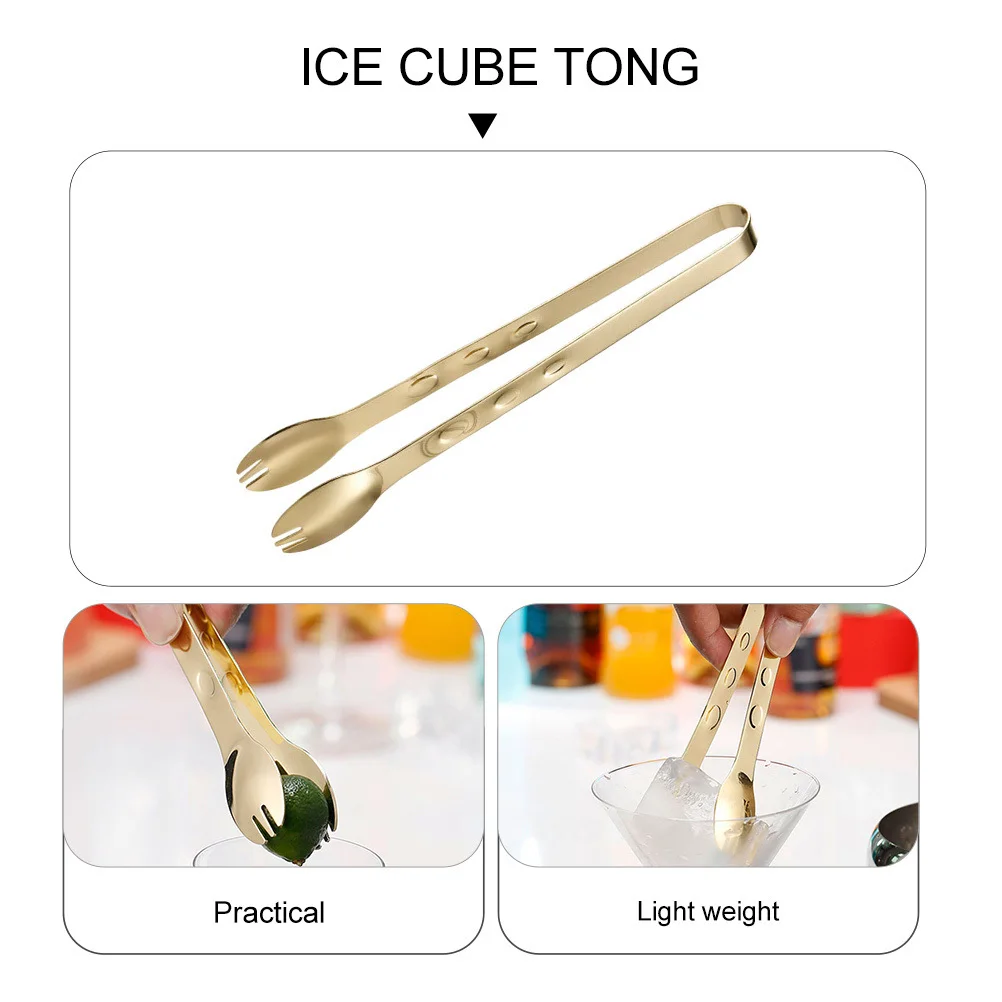 1pc Stainless Steel Ice Cube Tong Food Grade 304 Multi-Use Kitchen Tongs For Buffet Bbq Salad Grilling Cooking Serving