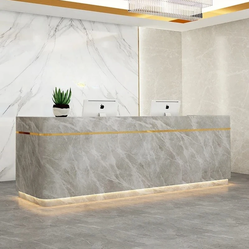 Salon Beauty Reception Center Desks Modern Storage Luxury Counter Shop Counter Worktable NBancone Reception Commercial Furniture 3