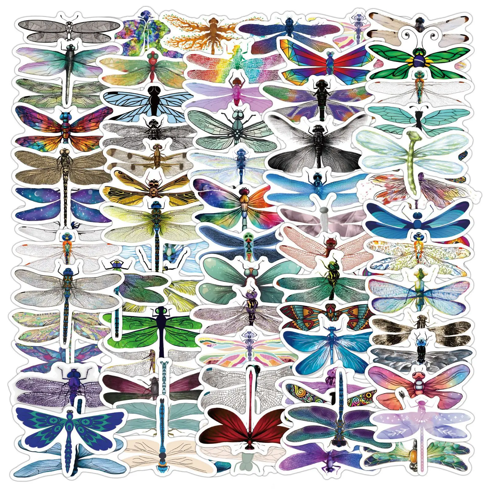 10/30/50/100Pcs Multicolored Dragonflies Sticker For Snowboard Laptop Luggage Car Fridge DIY Styling Vinyl Sticker