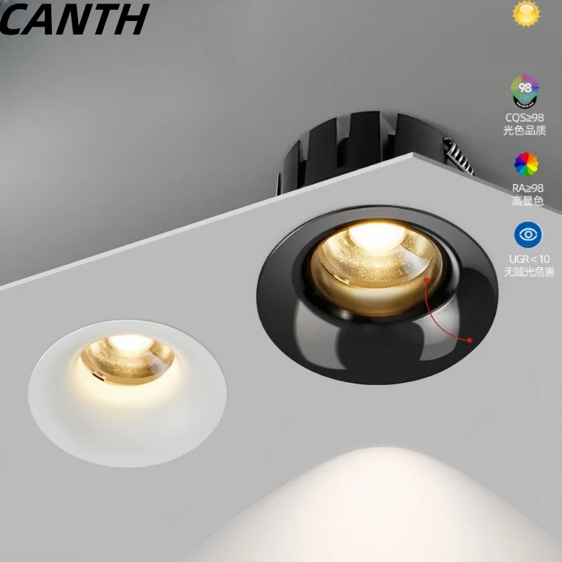 downlight-sem-moldura-com-superficie-de-arco-antirreflexo-holofote-extremamente-estreito-e-ultrafino-furo-de-75mm-incorporado-na-sala-viva