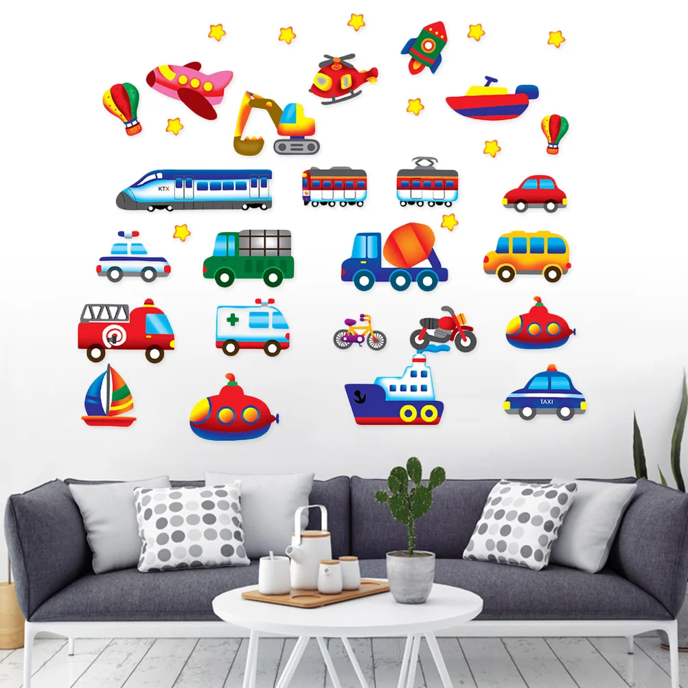 

Cartoon Car Aircraft Ferry Wall Stickers for Room Bedroom Nursery Home Decor Vinyl Removable Art Mural DIY Wall Decals