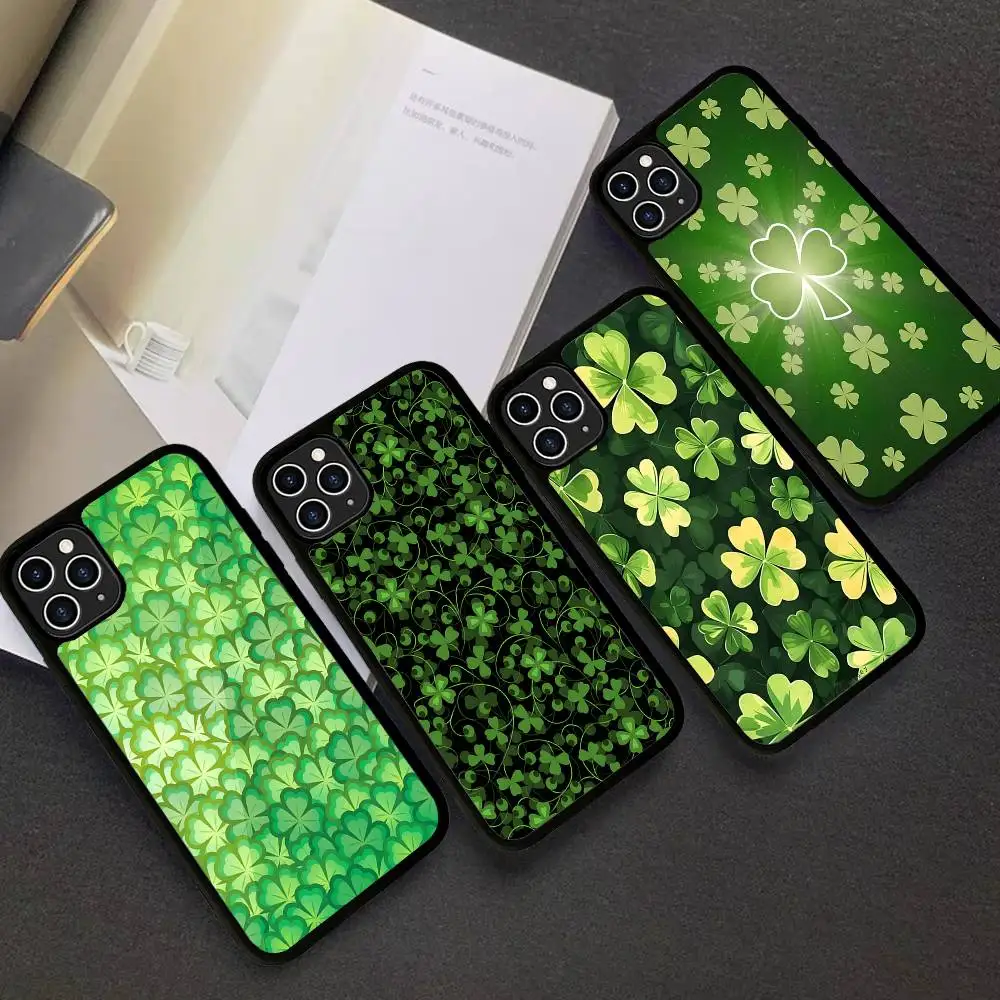 Four-leaf Clover Phone Case For IPhone 17 16 Pro Max Air 13 12 Mini 14 15 Plus 11 PC+TPU Back Cover