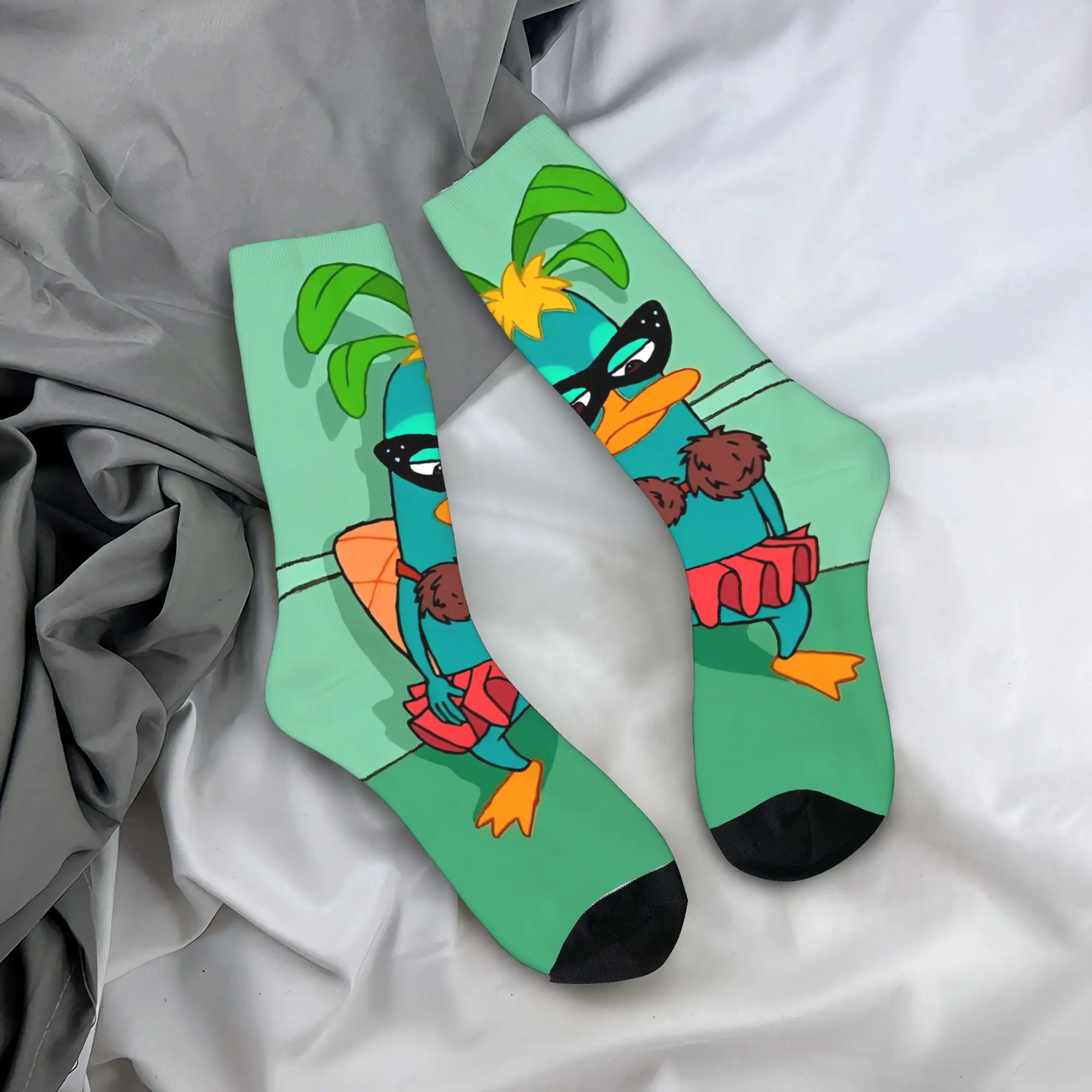Adults Men Socks Perry the Platypus  Stockings Non Skid Soft Socks Spring Funny Graphic Running Sports Socks
