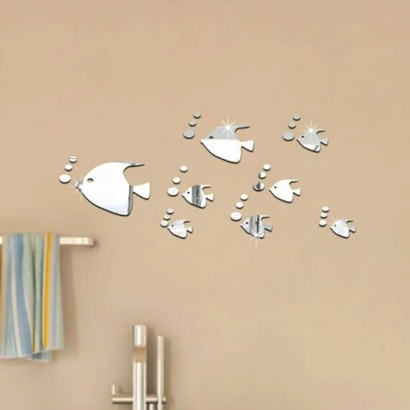 

3d Marine Fish Mirror Wall Sticker Acrylic Stereo Mirror Sticker Bedroom Decoration Self-adhesive Wall Decor