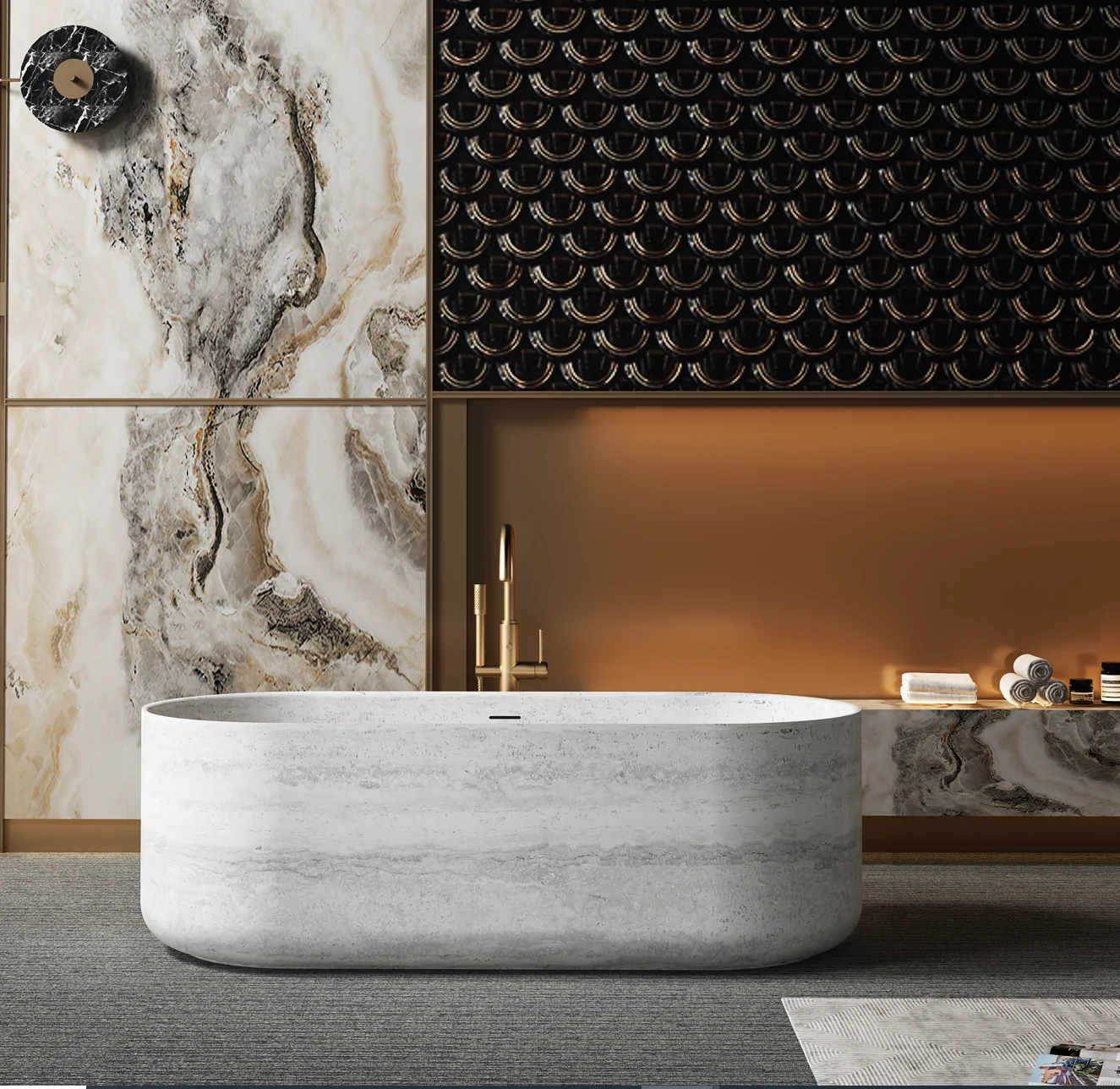 

Цельно новый цвет, прочная поверхностная ванна, большой размер, отдельно стоящая, роскошный художественный стиль, черный цвет, ванна для ванной комнаты