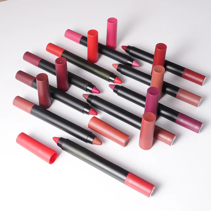 

Solid Matte Lipsticks Private Label Black Tube Crayon Lipstick Waterproof Lip Color Your Own Logo Makeup Wholesale Bulk