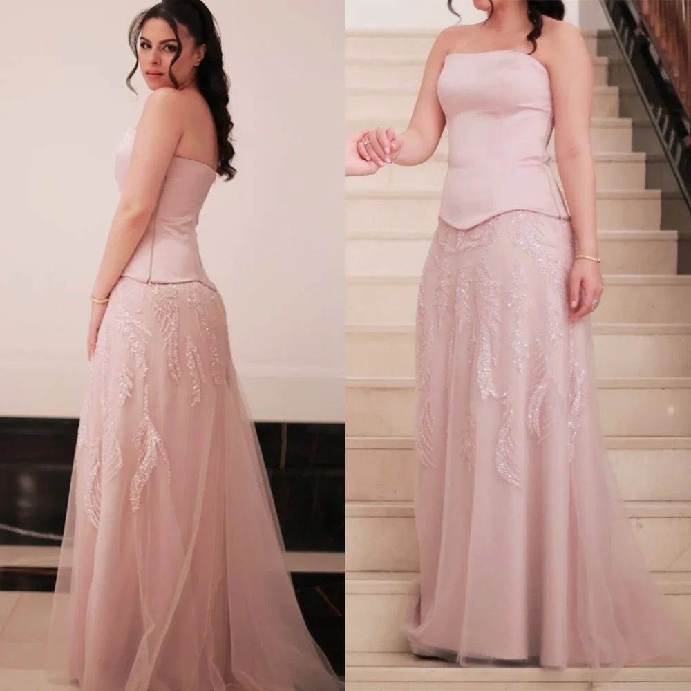 

Customized Modern Tulle Evening Dress Classic Strapless Sleeveless Homecoming Dress Elegant Zipper Back Special Occasion Gowns