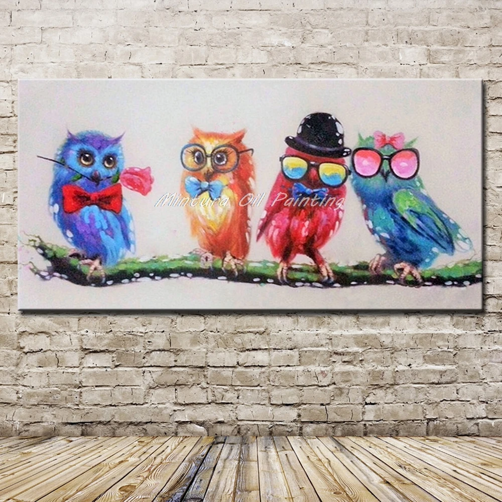 

Mintura,Handpainted Dr. Birds Animal Oil Painting On Canvas Abstract Pop Art Wall Picture For Living Room Children's Hotel Decor