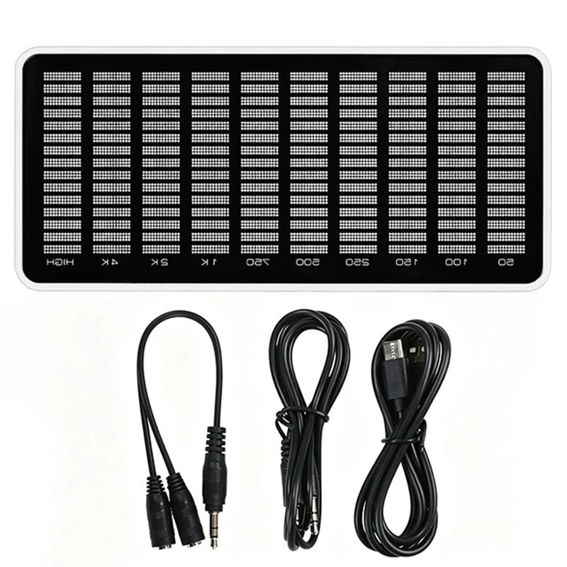 AA67-LED Pickup Audio+ Microphone Dual Input Music Spectrum Rhythm Analyzer Type-C Powered Audio Level Indicator
