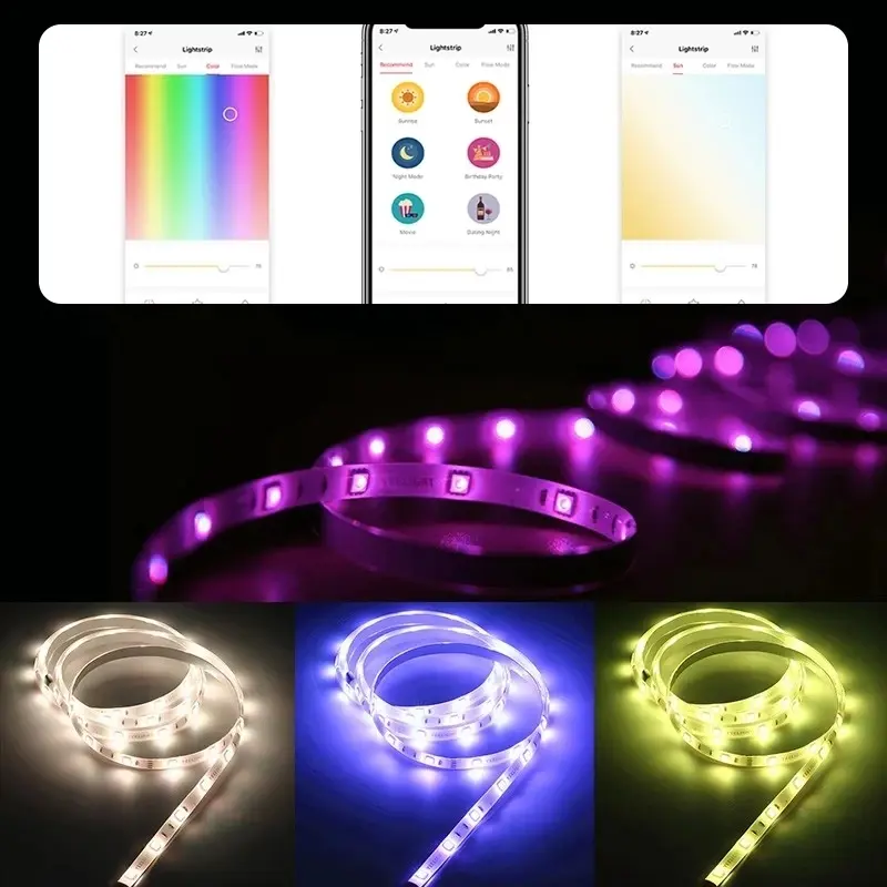 الإصدار العالمي Yeelight LED Smart Strip Light 1S شريط إضاءة LED ملون RGB بطول 2 متر مع اتصال WiFi متوافق مع Homekit وGoogle وMijia وAlexa وSmartThings - 2