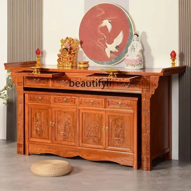 

44Antique solid wood Buddhist platform, offering table to the God of Wealth, incense table for household incense