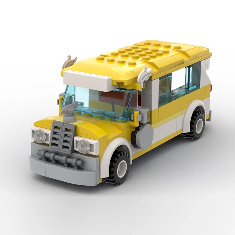シティカーモデル MOC 組み立てブロック イエロー 公共バス モジュール式テクノロジー 子供向けホリデーギフト 組み立ておもちゃセット