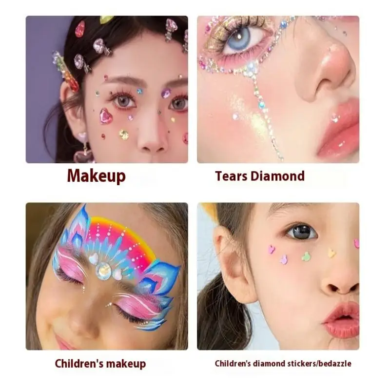 1sheet White Pearl Face Jewelry Stickers Self-Adhesive Pearl Eyeshadow Crystals Decals Decoration DIY Glitter Face Jewels Slider