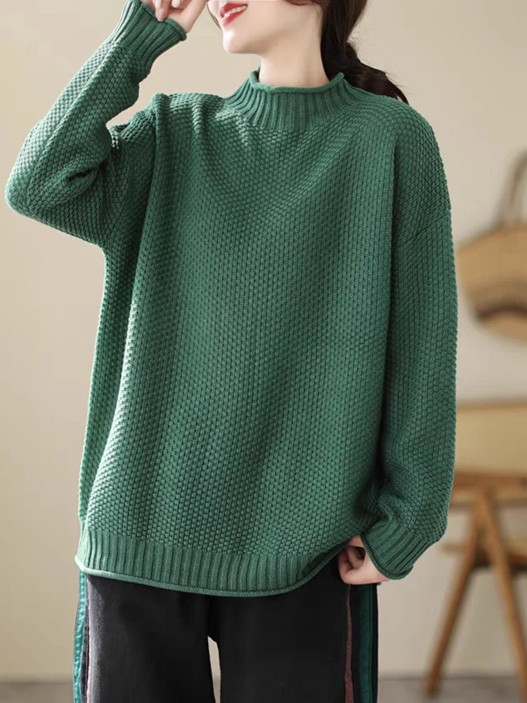 

NYFS 2023 Autumn New Women Sweater Turtleneck Cotton Thread Long-sleeved Knitting Pullovers Female Tops