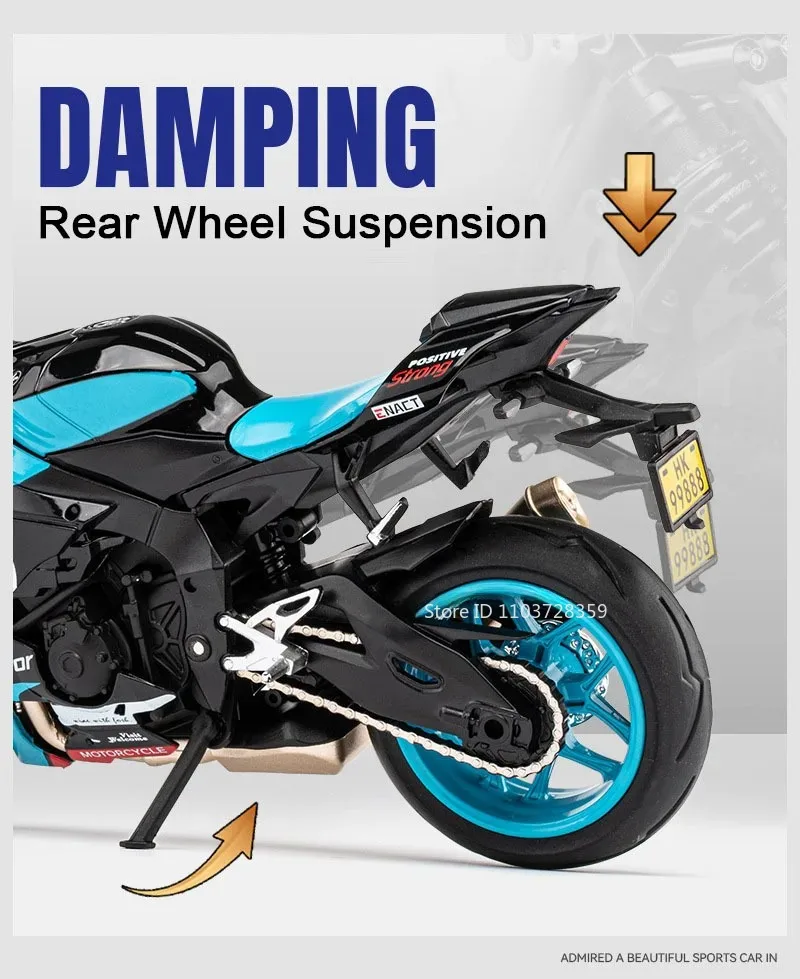 1:12 R1M R1 Motorrad Modell Spielzeug Legierung Diecast Miniatur Motorräder Sound Licht Stoßdämpfung Simulation Motorräder Geschenke – Detail 8