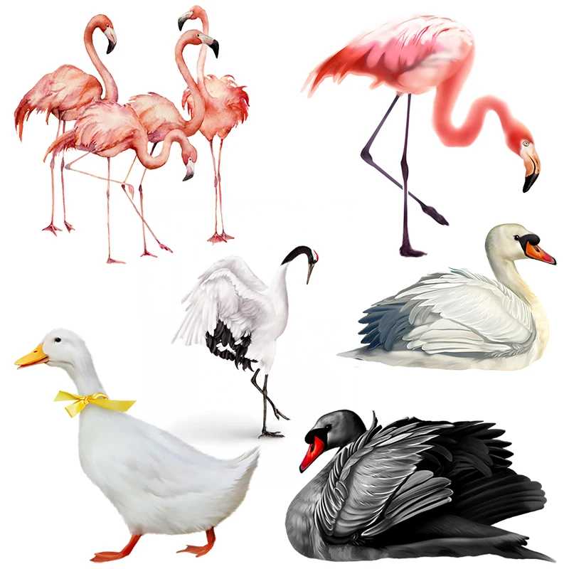 Three Ratels QN8 Cute Swan Flamingo Duck Funny Animal Cartoon Sticker Waterproof Self adhesive