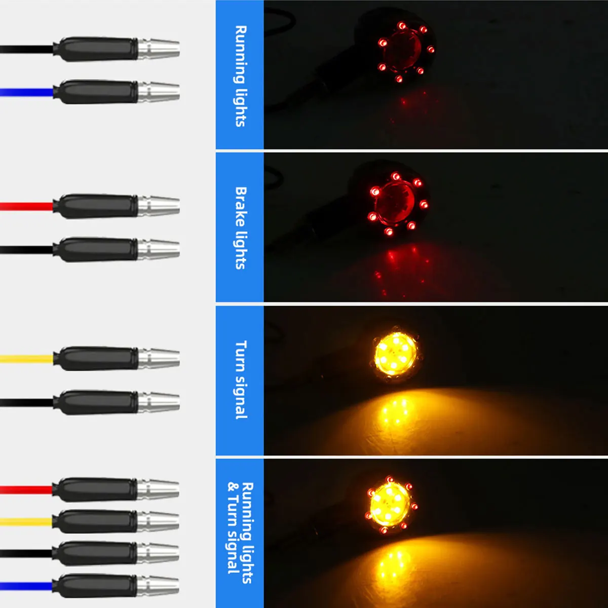 Universal Motorcycle LED turn signal Red Yellow Signal light Brake light Warning taillight led turn indicator light waterproof