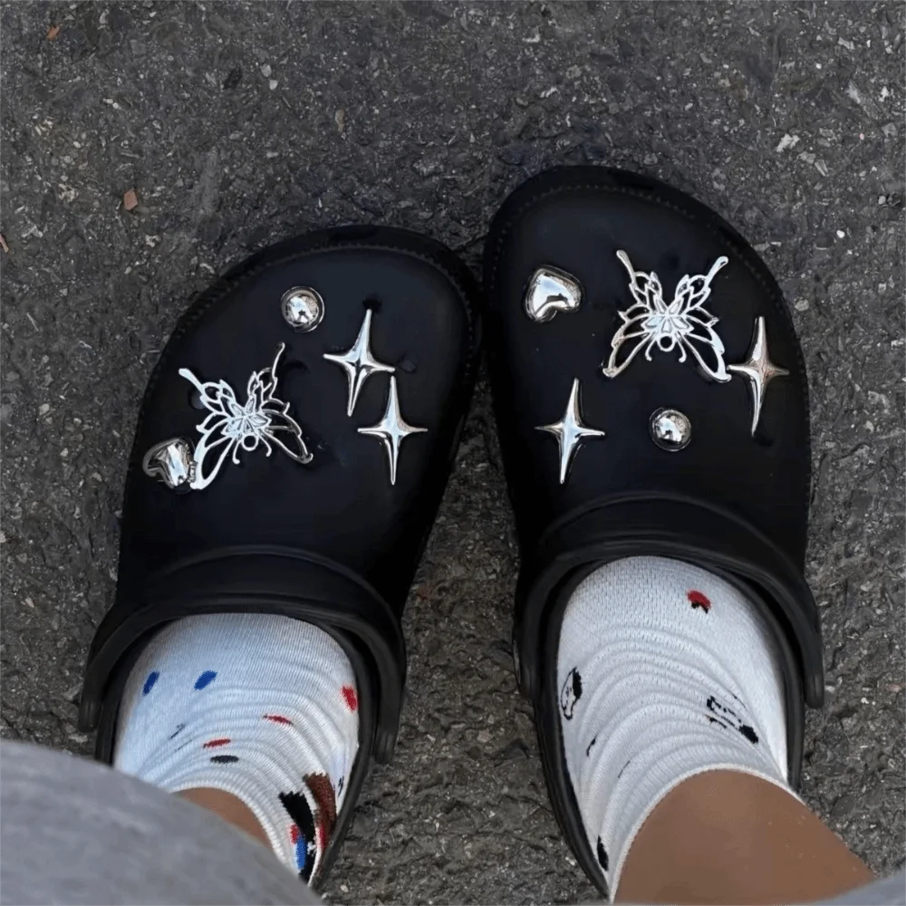 1Set INS Heart Shoe Charms Set Butterfly DIY Hole Shoes Sandals Decoration Shoe Buckles Decor Shoe Decor