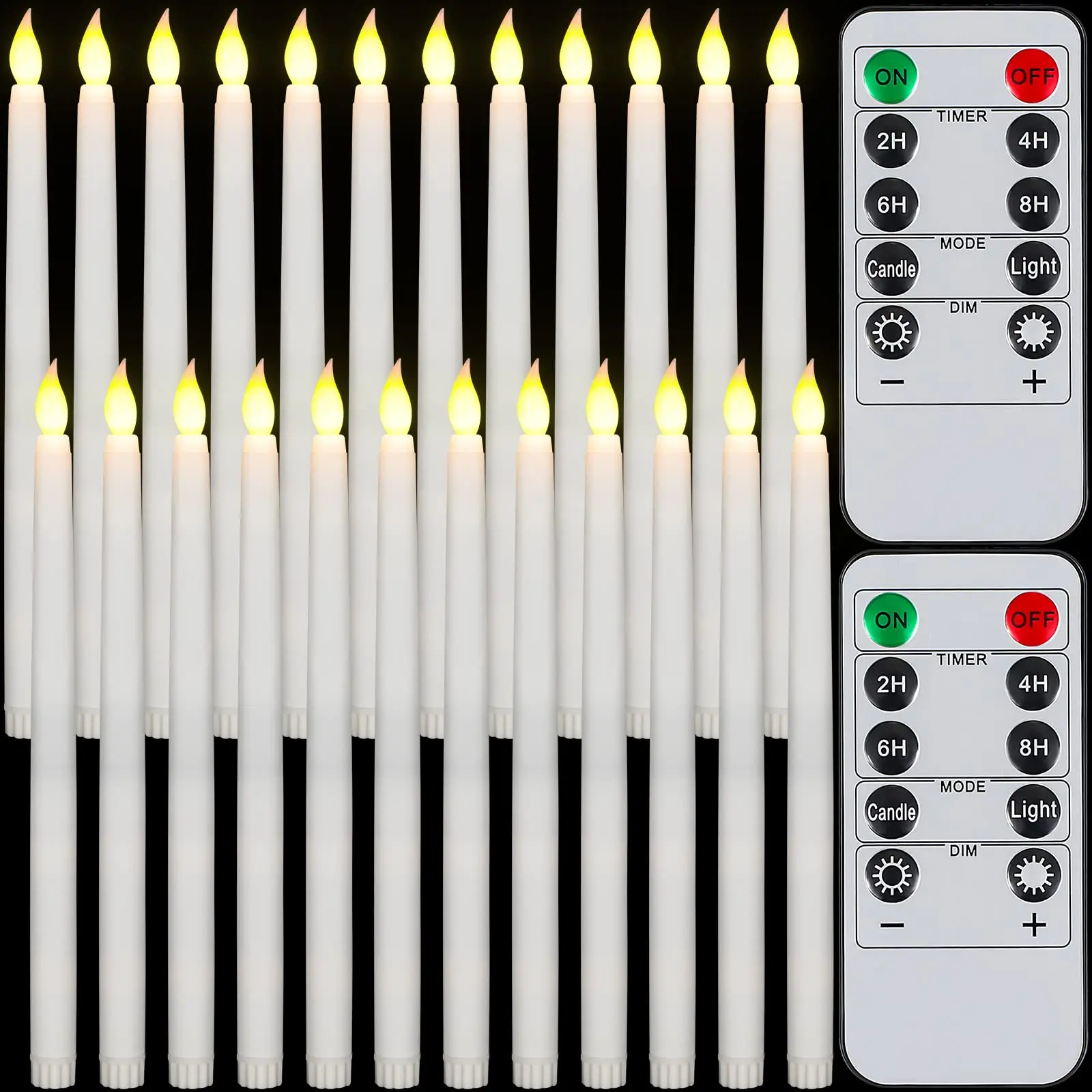 

6-120Pcs Flameless Taper candles Led candle Flickering Candlesticks with Remote and Timer for Wedding Church Halloween Decor