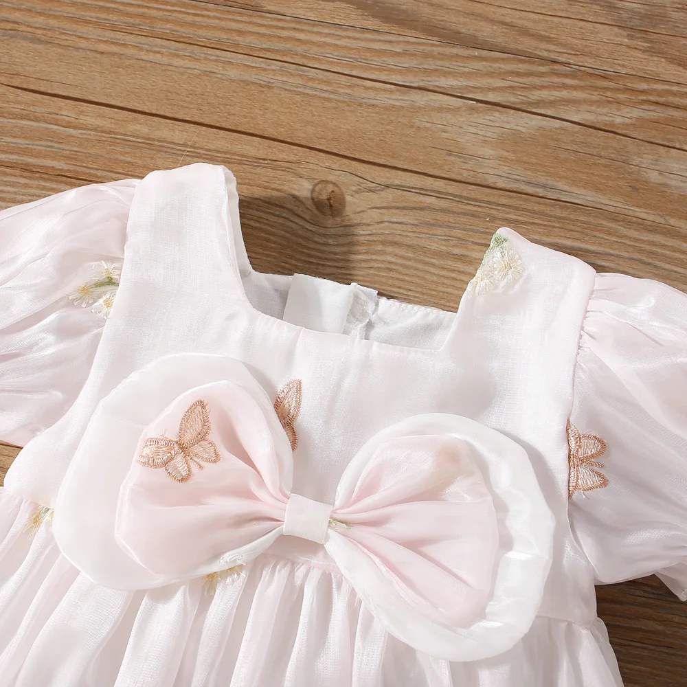 Baby Chiffon Dress Korean Version Summer Short Sleeved Western Style Cute Mesh Dress One Year Old Women Treasure Trend