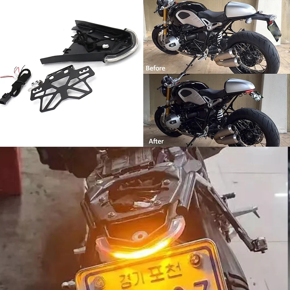 New Motorcycle License Plate LED For BMW R NINE T NINET RNINET RNINE T Scrambler Urban Turn Signal Holder Brake Tail Rear Light