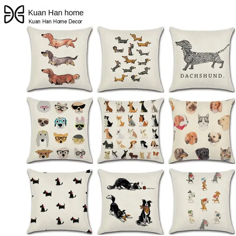 New Hand Painting Dachshund Dog Posters Cushion Covers Sausage Pet Animals Pillowcase Decorative Pillows For Sofa